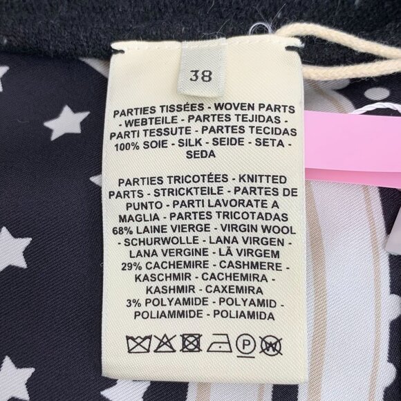 Hermès Black Wool V-Neck Long-Sleeve Cardigan With Star Print Lining Size 38 Mad - Picture 5 of 8